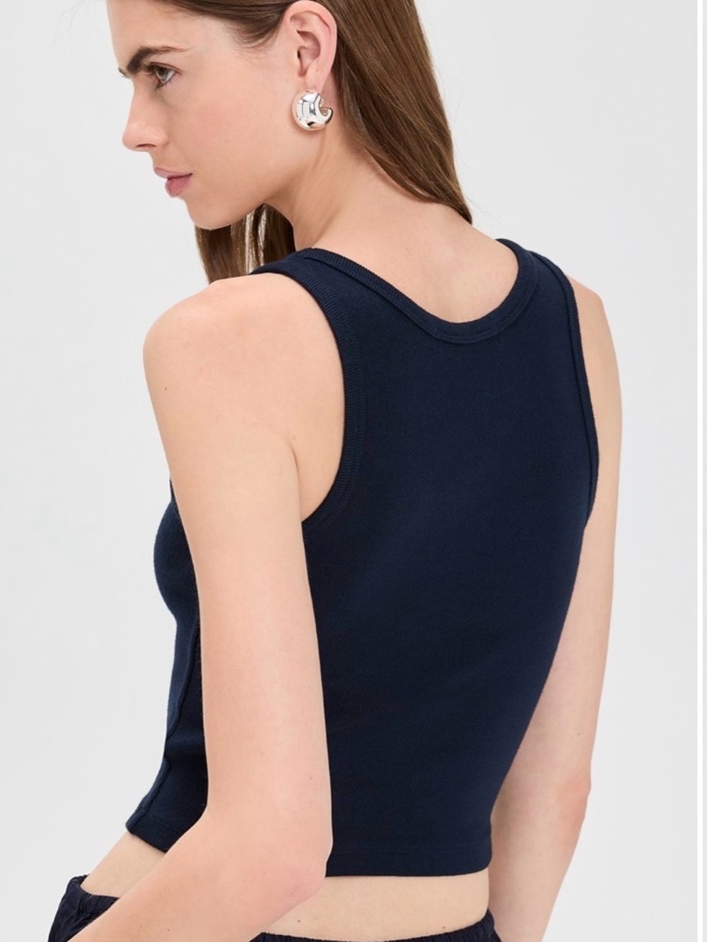 Perfectwhitetee Ribbed Tank Top - Dark Navy size L - Picture 2 of 6